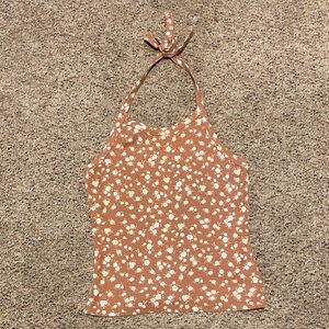 SO Floral Halter Camisole in Brown and White